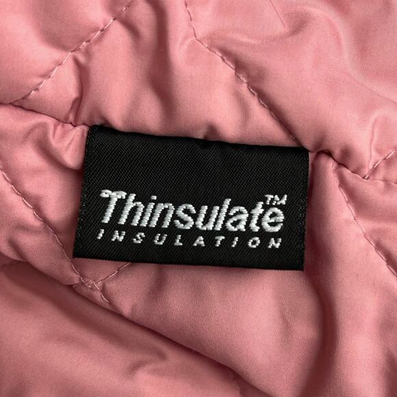 Vintage L.L. Bean Barn Chore Coat Floral Pink Jacket Medium Quilted Thinsulate - Picture 10 of 16